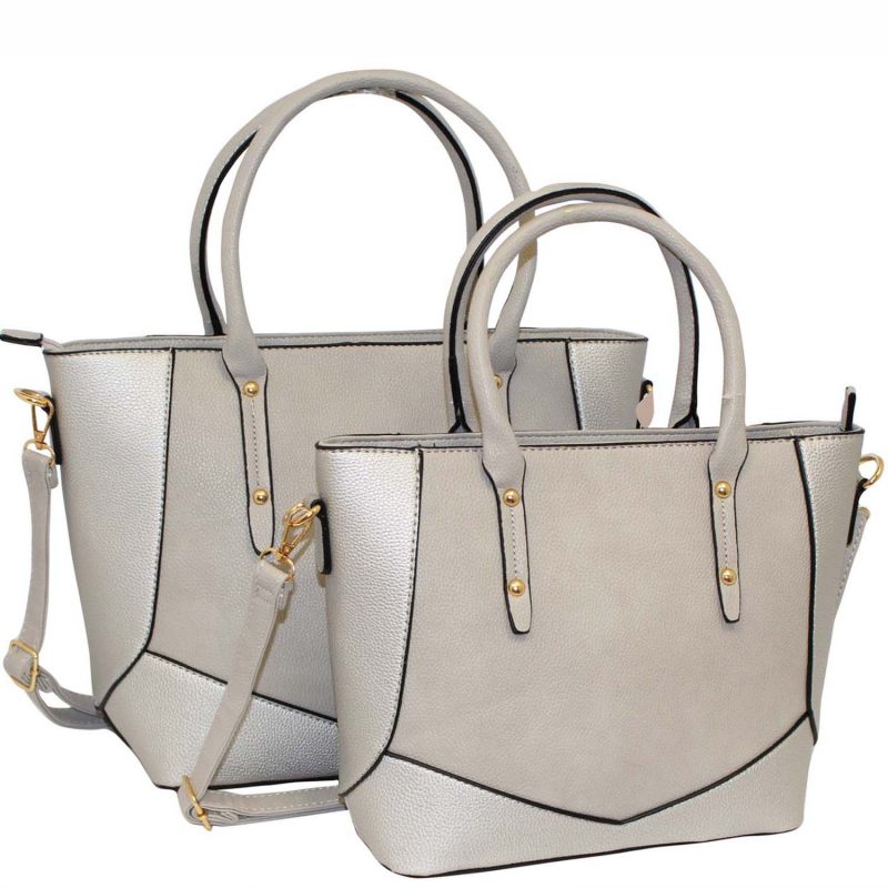 silver tote bag set of 2