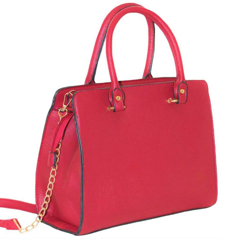 red structured handbag