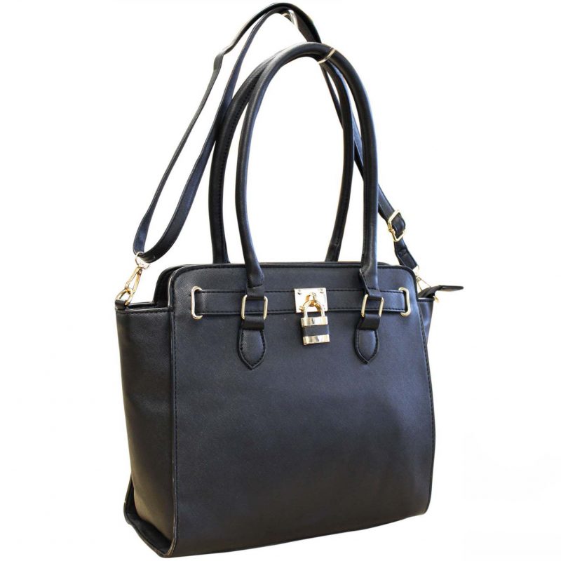 black padlock handbag