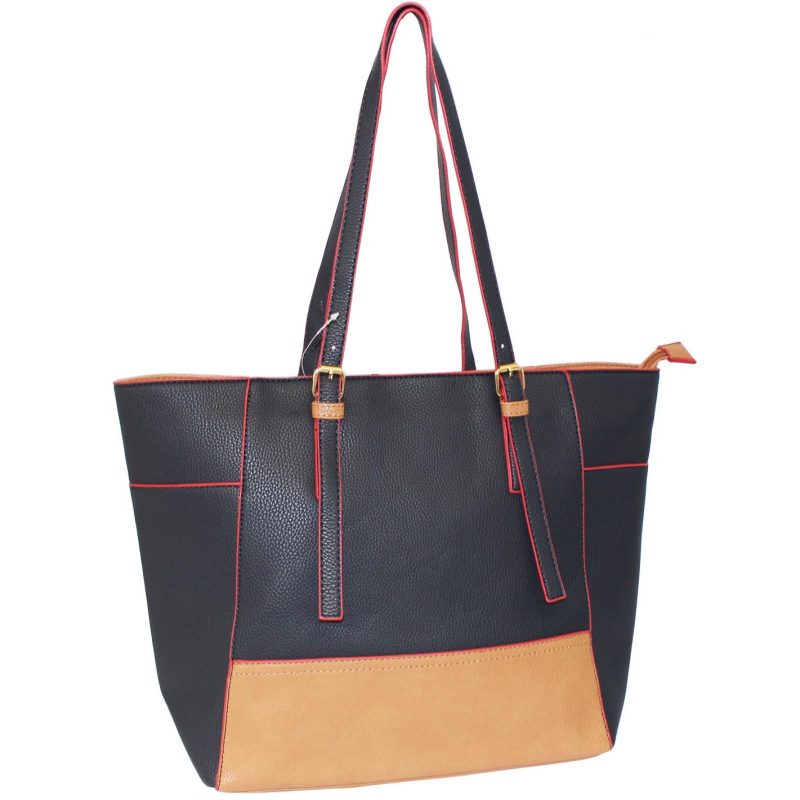 navy-tan tote bag