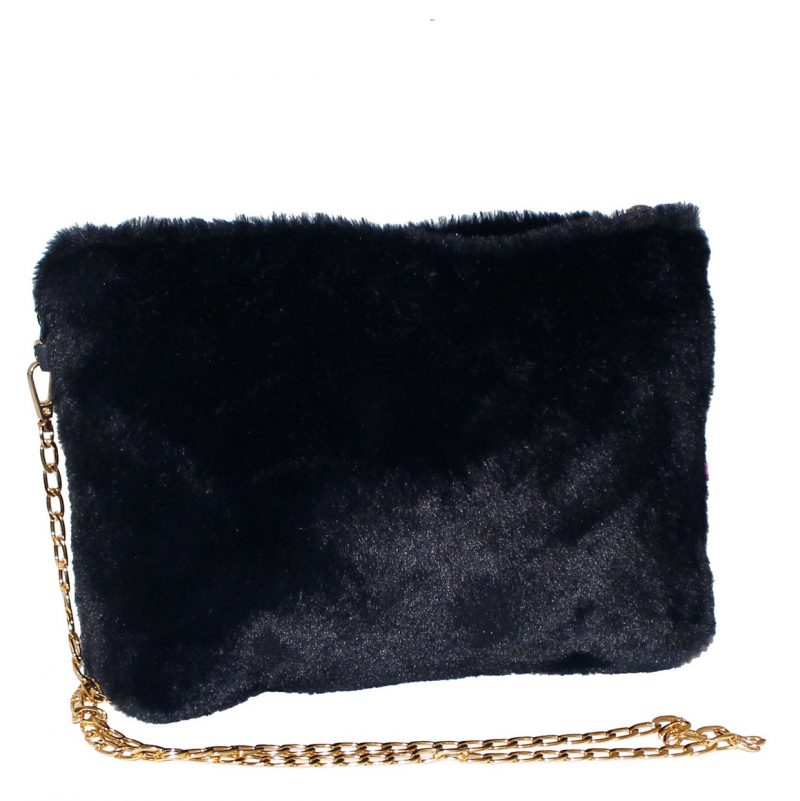 navy animal fur bag